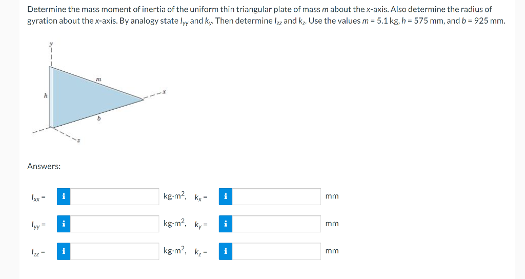 Solved Determine the mass moment of inertia of the uniform | Chegg.com