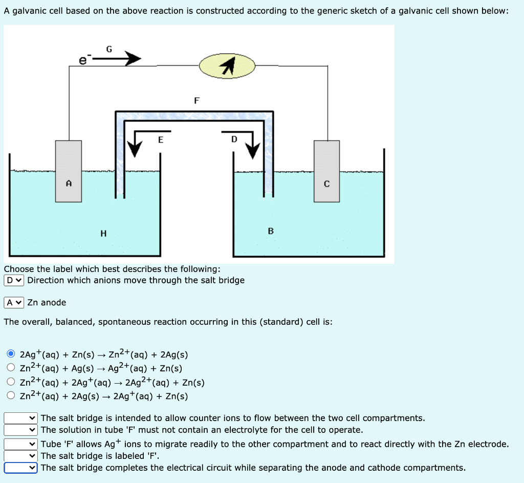 Solved A galvanic cell based on the above reaction is | Chegg.com