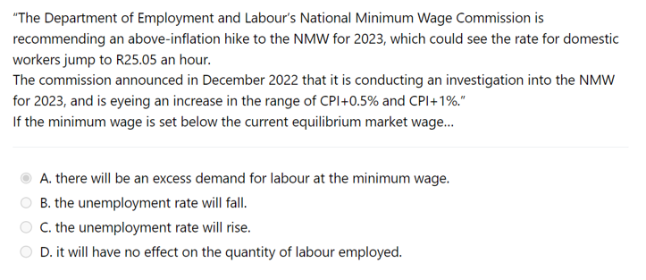 Solved "The Department Of Employment And Labour's National | Chegg.com