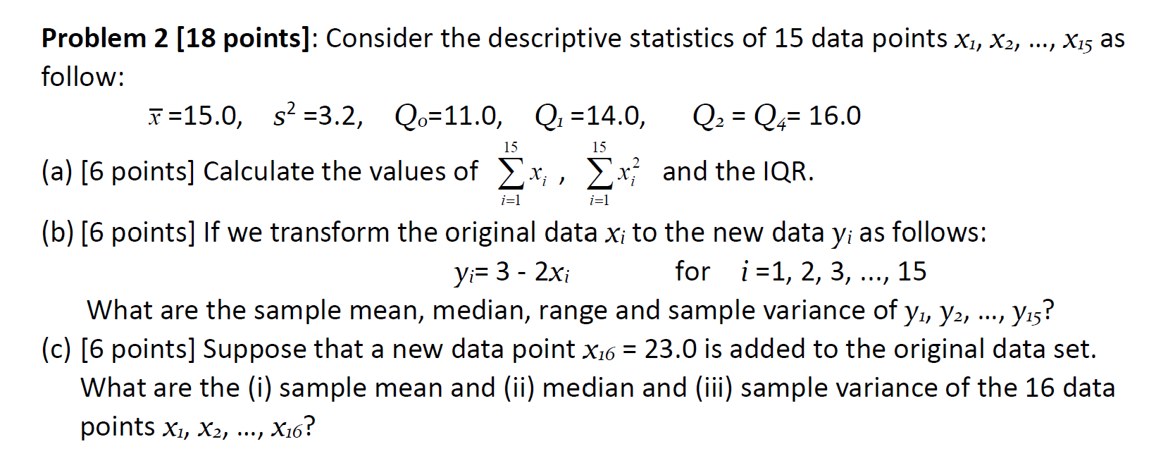 Solved Problem 2 (18 Points]: Consider The Descriptive | Chegg.com