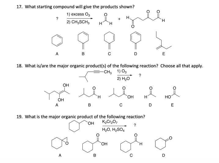 Solved 17. What starting compound will give the products | Chegg.com