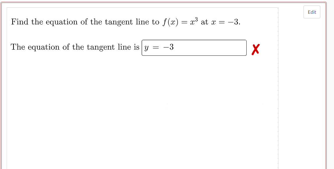 find the equation of the tangent line at x 3