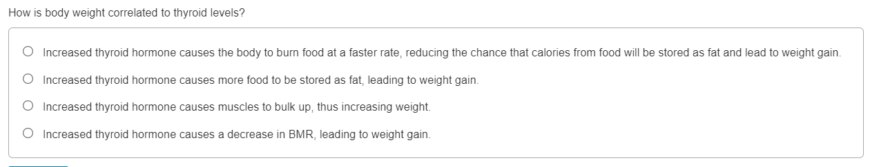 Solved How is body weight correlated to thyroid levels? | Chegg.com