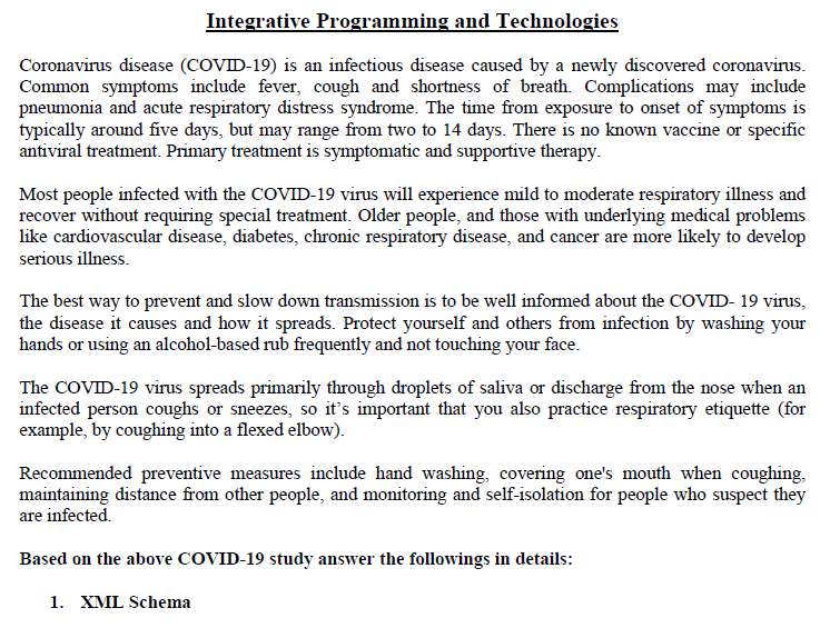 Solved Integrative Programming and Technologies Coronavirus | Chegg.com