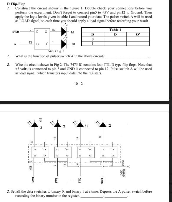 D Flip-Flop 1. Construct The Circuit Shown In The | Chegg.com