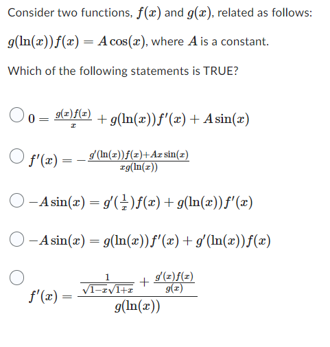 Solved Consider Two Functions, F(x) And G(x), Related As 