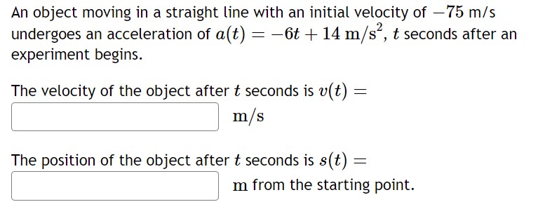 Solved An object moving in a straight line with an initial | Chegg.com