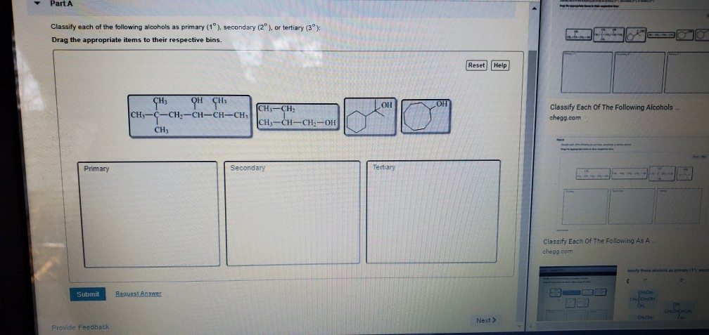 Solved Part A Classify Each Of The Following Alcohols As | Chegg.com