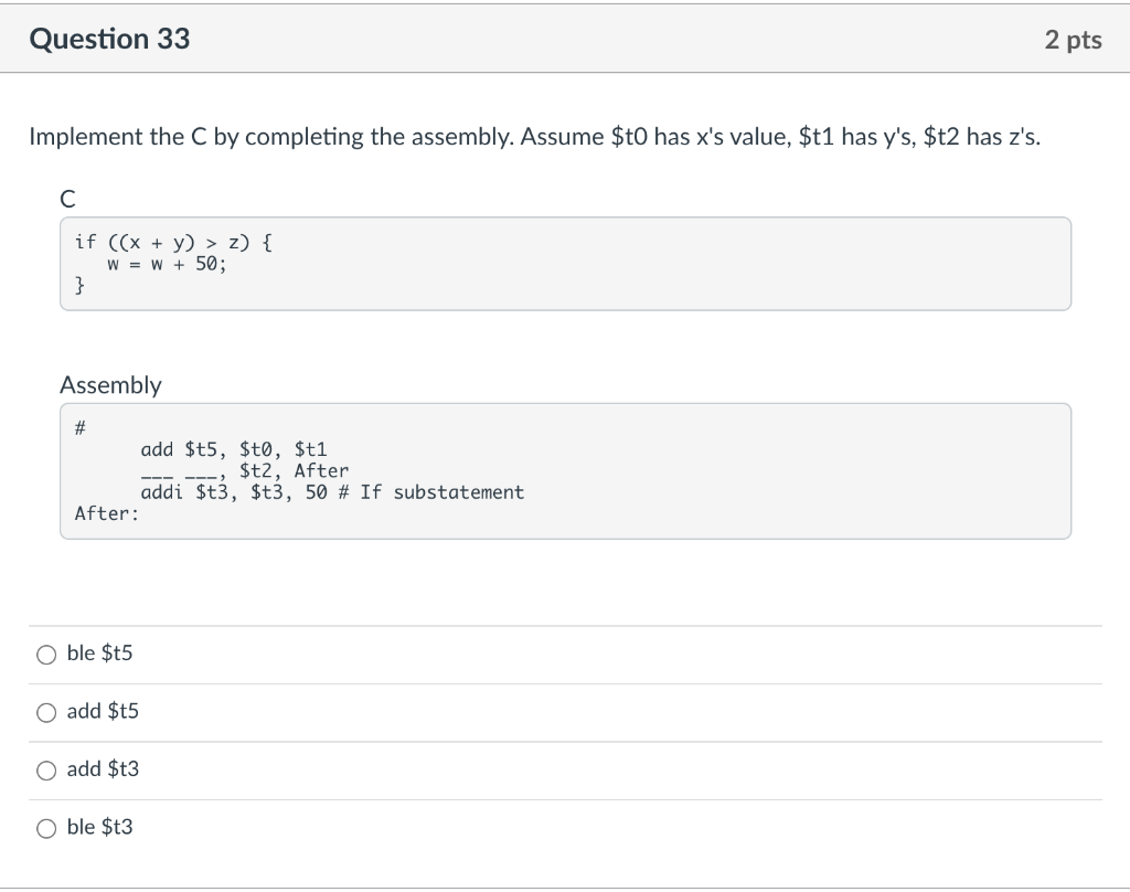 Solved Question 33 2 pts Implement the C by completing the | Chegg.com