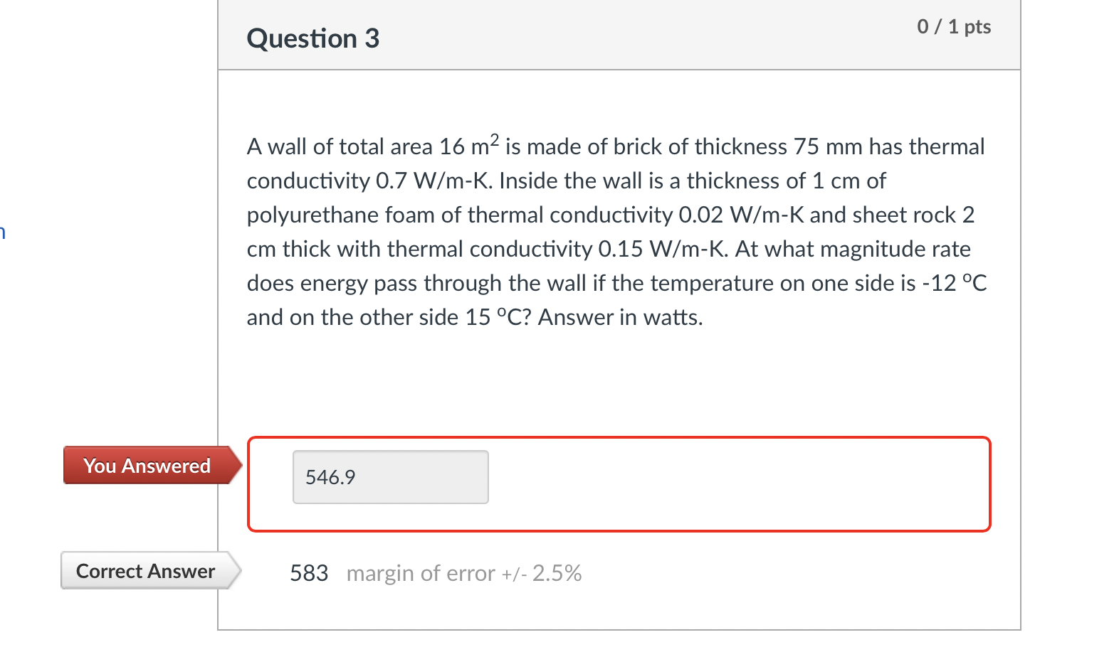 Solved A wall of total area 16 m2 is made of brick of | Chegg.com