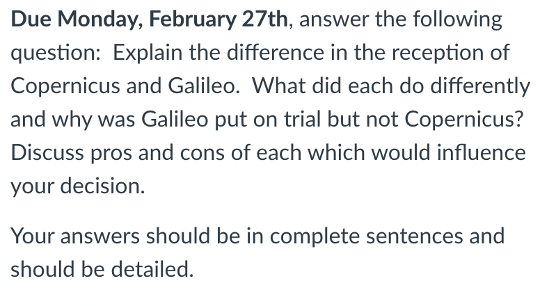 Solved Due Monday, February 27 th, answer the following | Chegg.com