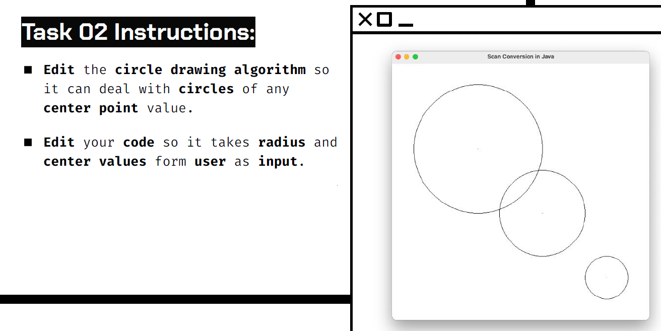 Solved Task 01 Instructions: Use the line drawing algorithms | Chegg.com
