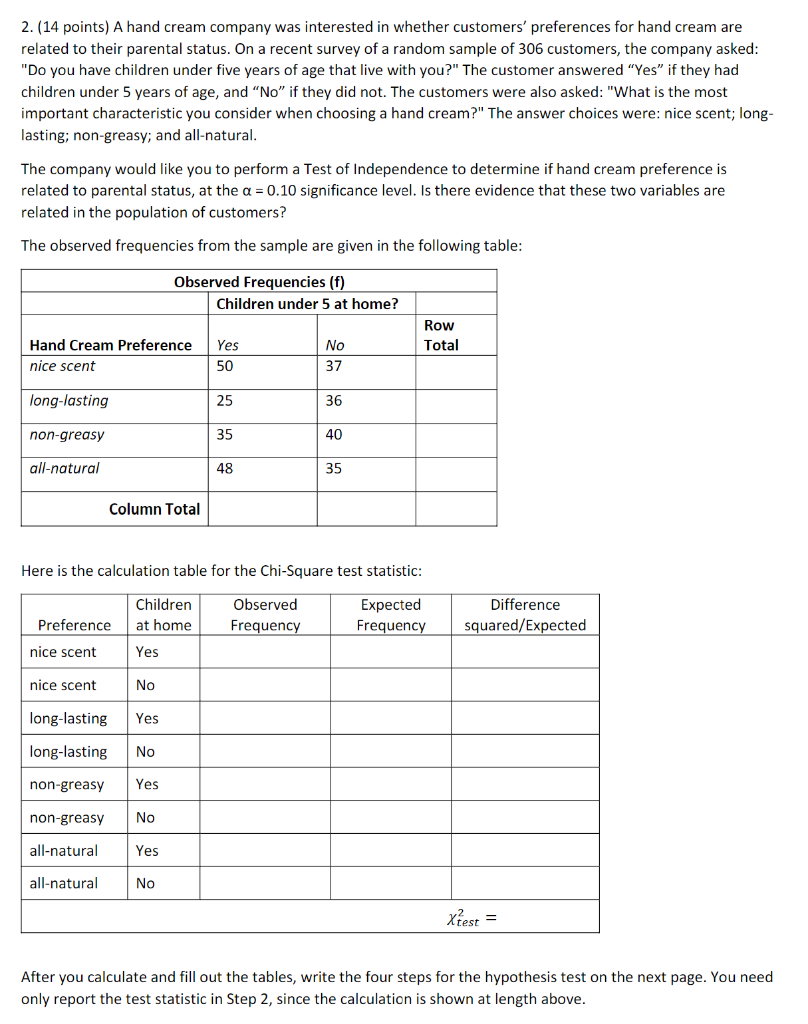 Solved For each problem, show at minimum: 1) The null and | Chegg.com