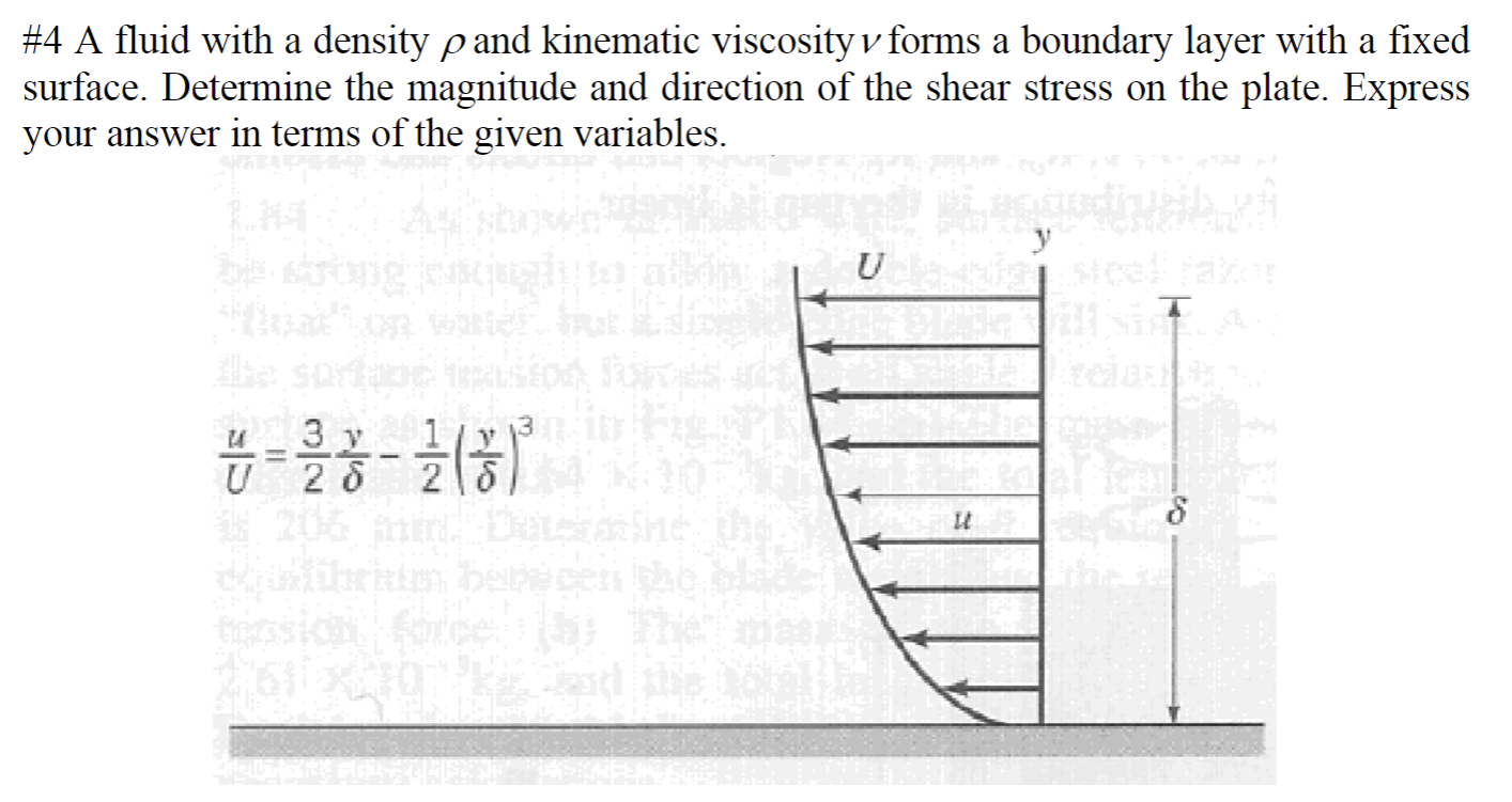 Solved #4 A fluid with a density pand kinematic viscosity v | Chegg.com