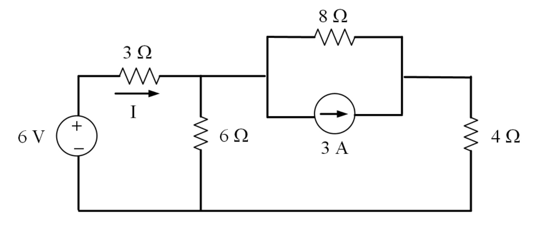 Solved In the circuit shown above , the current I in Amperes | Chegg.com