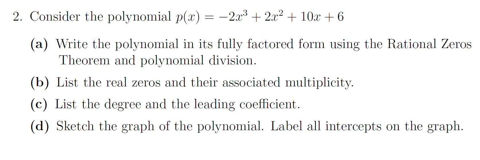 the polynomial 2x 3 5x 2 4x 10