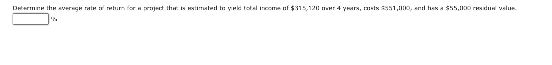 Solved Determine the average rate of return for a project | Chegg.com