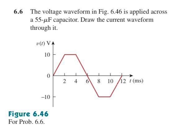 Solved The voltage waveform in Fig. 6.46 is applied across a | Chegg.com