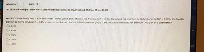 Solved Attempts Score: /1 10. Chapter b Mutiple Cheice | Chegg.com