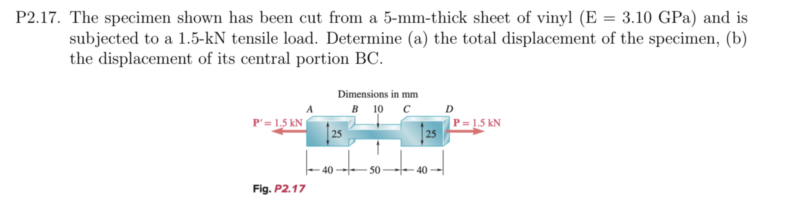 Solved P2.17. The specimen shown has been cut from a 5 | Chegg.com