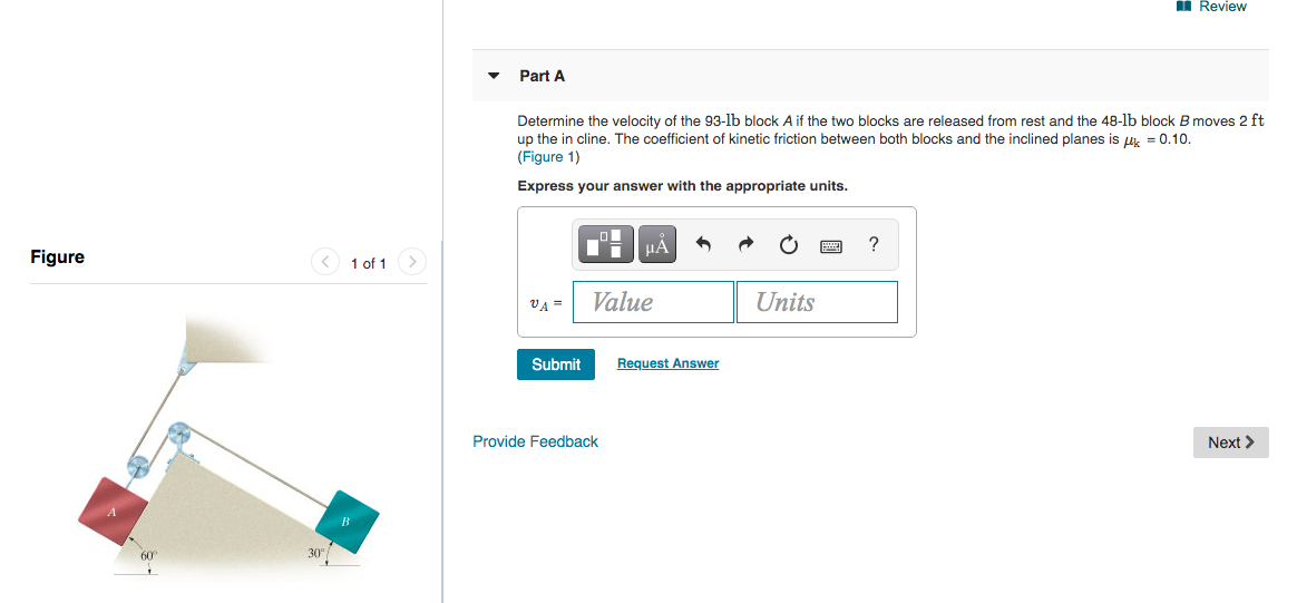 Solved i Review Review Part A Determine the velocity of the | Chegg.com