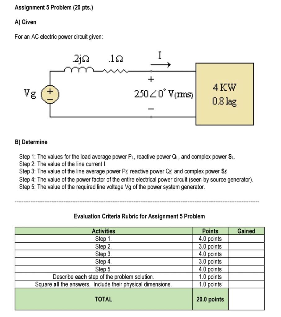Solved Assignment 5 Problem (20 pts.) A) Given For an AC | Chegg.com