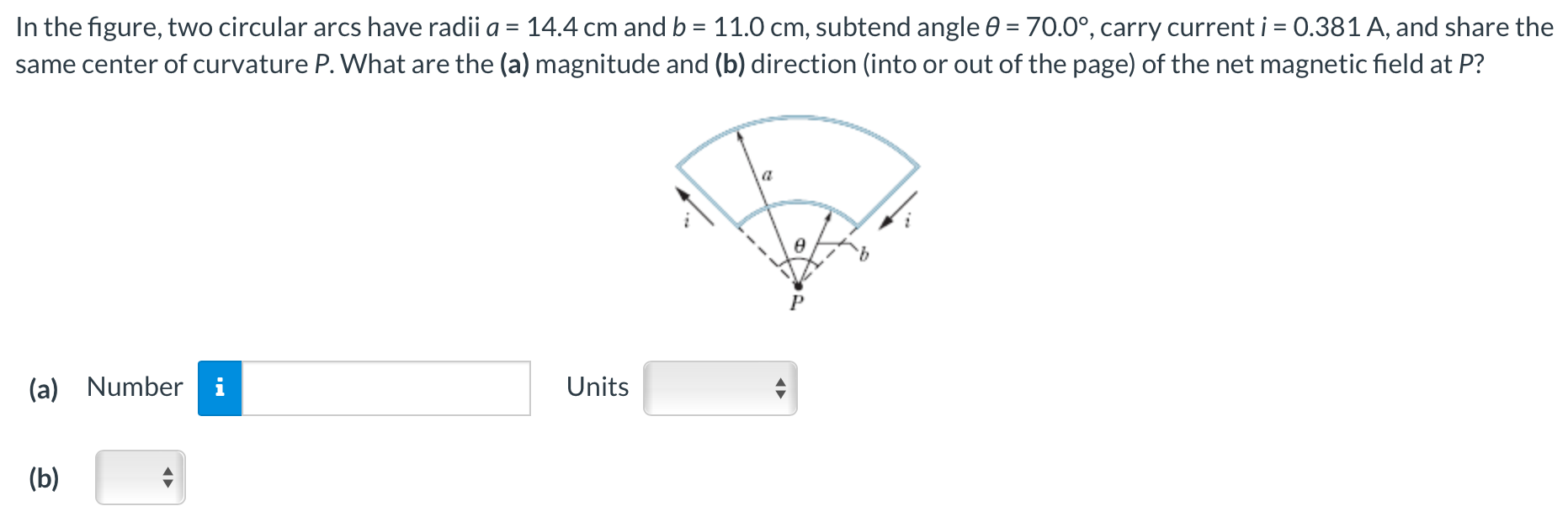 Solved In The Figure, Two Circular Arcs Have Radii A=14.4 Cm | Chegg.com