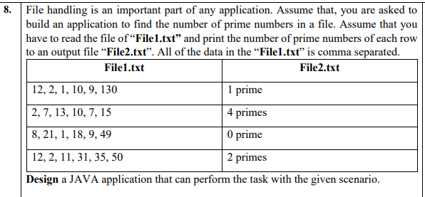 Solved 8. File handling is an important part of any | Chegg.com