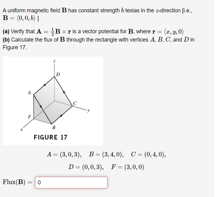 Solved A uniform magnetic field B has constant strength b | Chegg.com