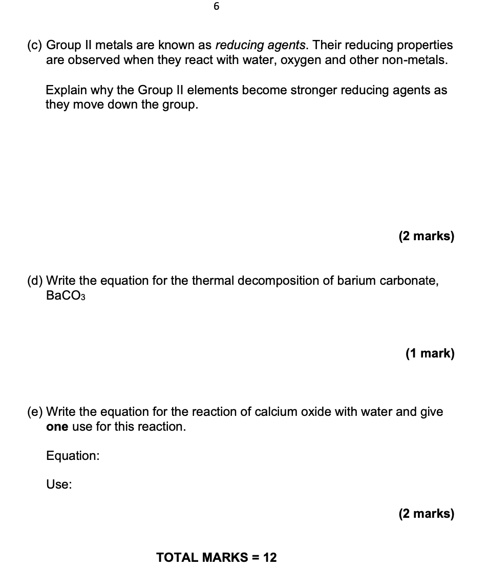Solved 3. The alkali metals (Group I) and the alkaline earth