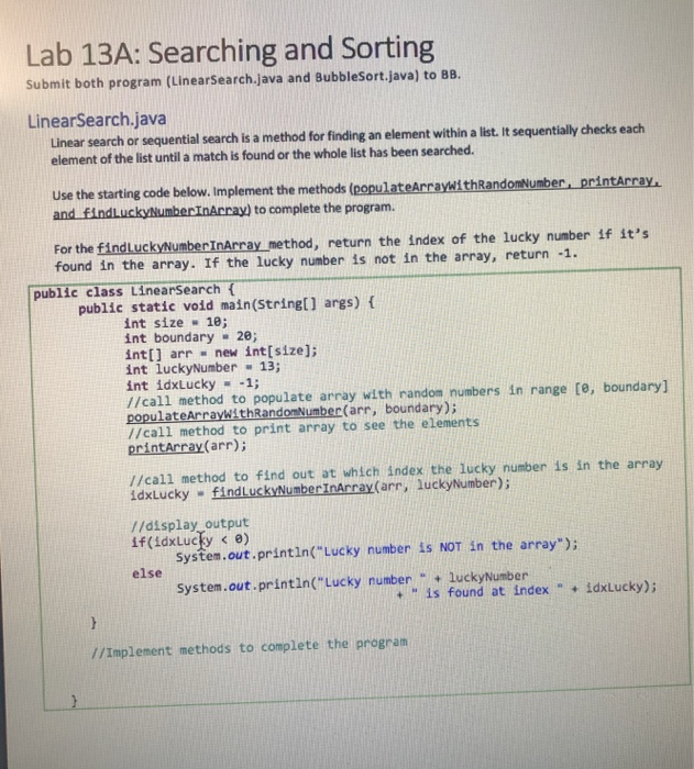 Solved Lab 13A: Searching and Sorting Submit both program | Chegg.com