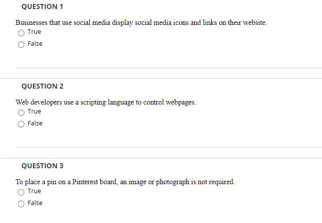 Solved QUESTION 1 Businesses that use social media display | Chegg.com