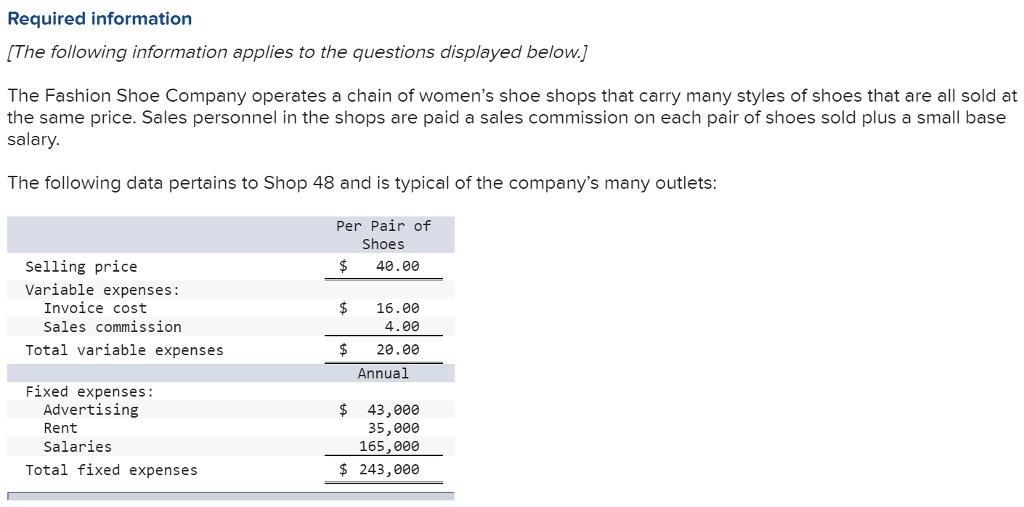 Solved Required information The following information