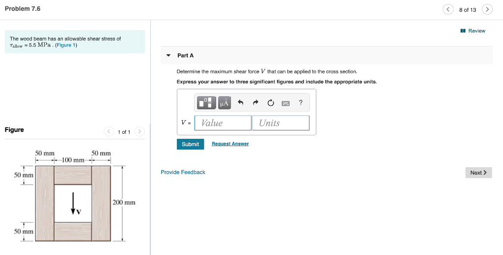The Wood Beam Has An Allowable Shear Stress Of Tallow Chegg 