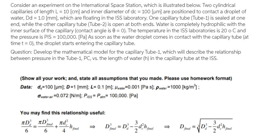 Solved Consider an experiment on the International Space | Chegg.com