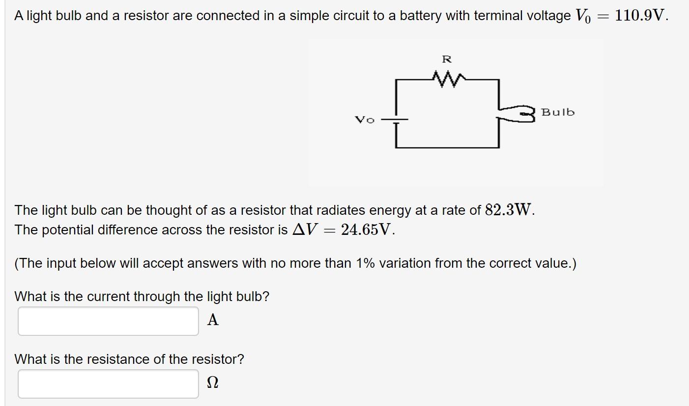 Solved A light bulb and a resistor are connected in a simple | Chegg.com