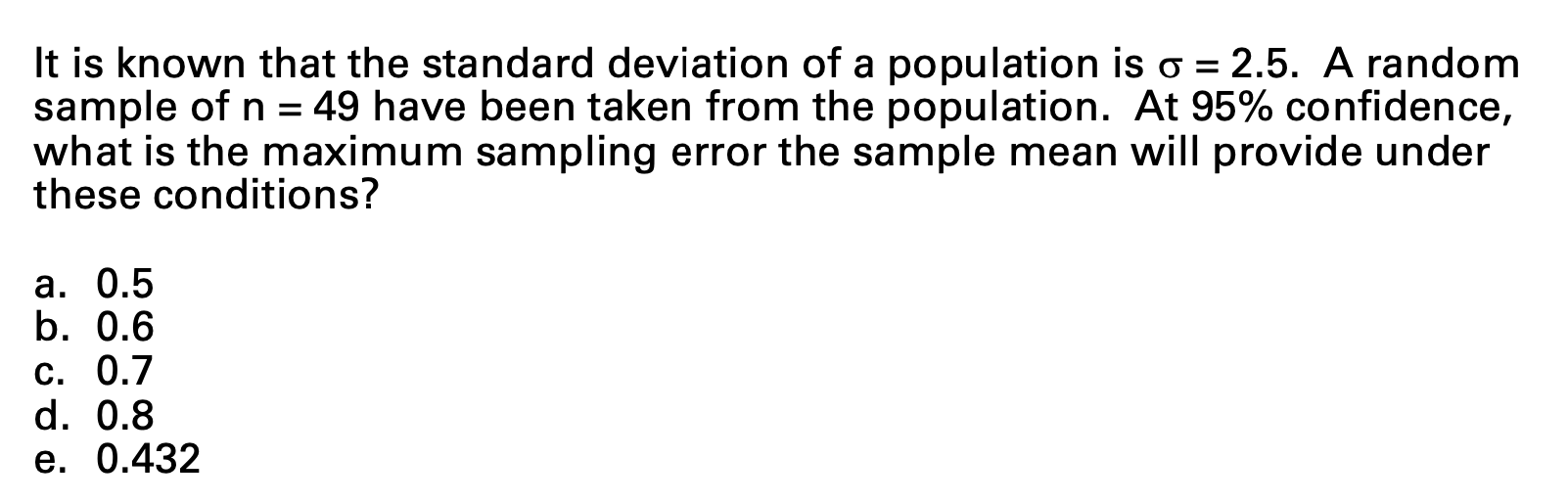 Solved It is known that the standard deviation of a | Chegg.com