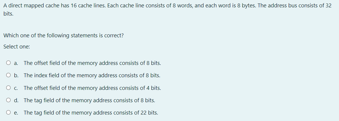 Solved A direct mapped cache has 16 cache lines. Each cache | Chegg.com