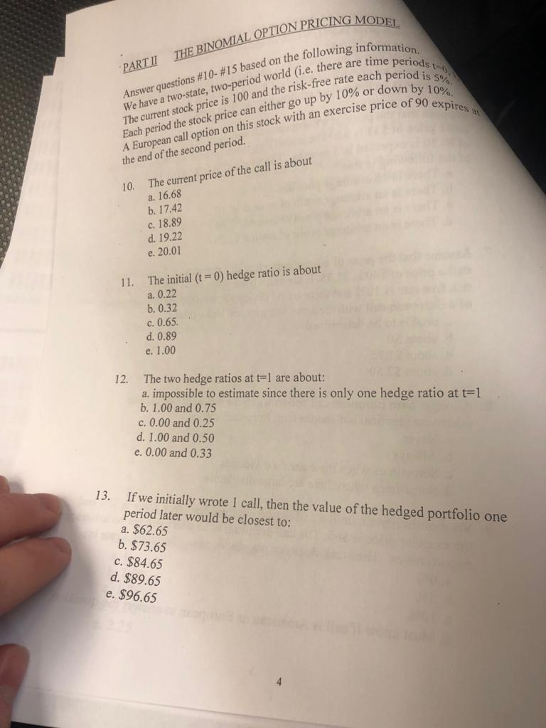 THE BINOMIAL OPTION PRICING MODEL PART II Answer | Chegg.com