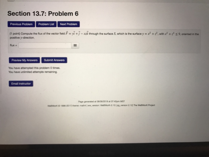Solved Section 13.7: Problem 5 Previous Problem Problem List | Chegg.com