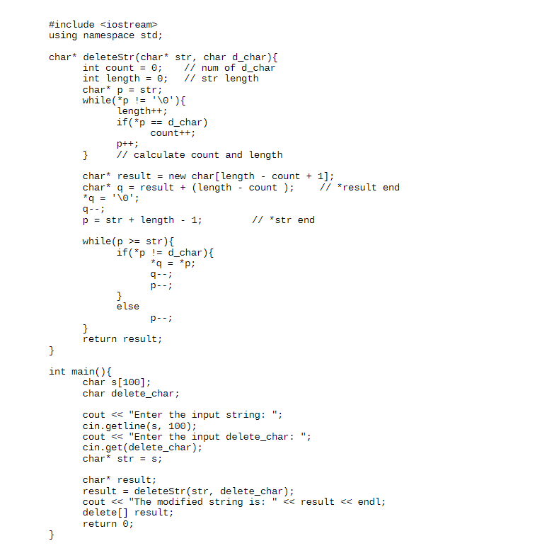 Solved Write a program including a function called deleteStr | Chegg.com