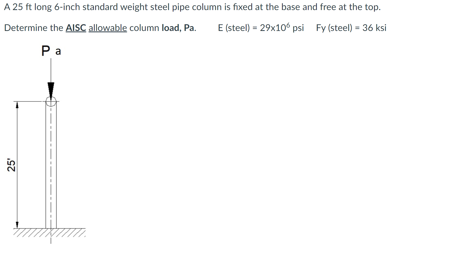 a-25ft-long-6-inch-standard-weight-steel-pipe-column-chegg