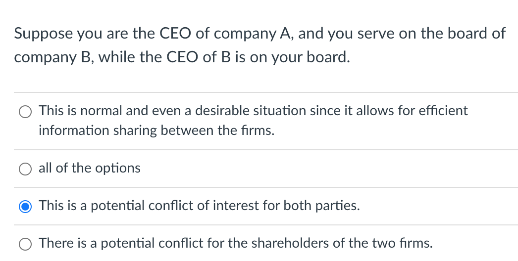 Solved Suppose You Are The CEO Of Company A, And You Serve | Chegg.com