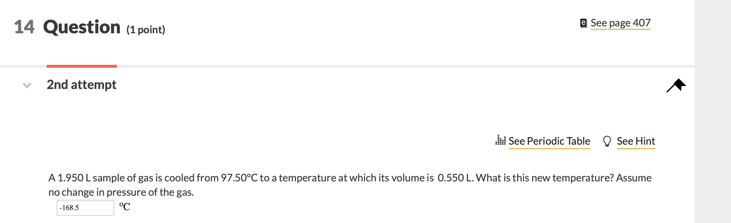 Solved 14 Question (1 point) e See page 407 2nd attempt . | Chegg.com