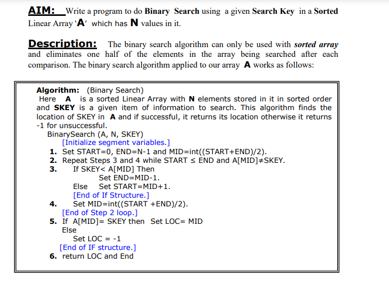 Solved AIM: Write a program to do Linear Search using a | Chegg.com