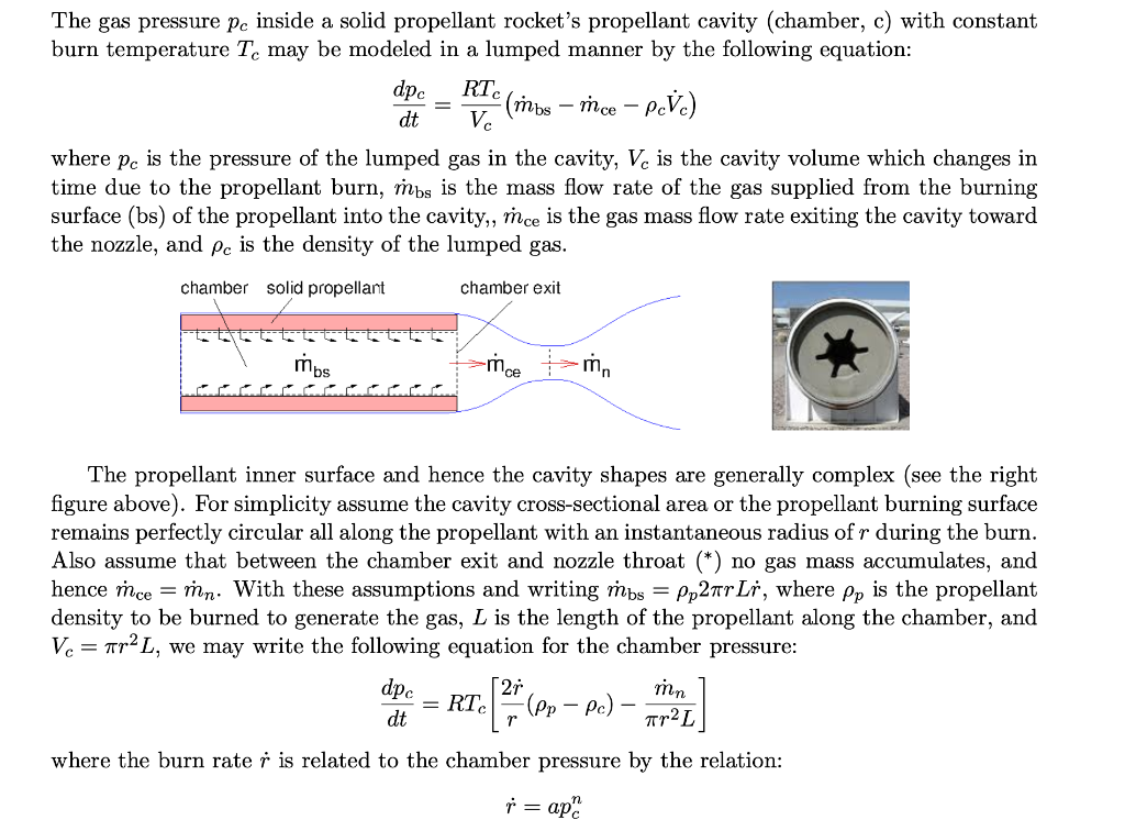 RTC The gas pressure pe inside a solid propellant
