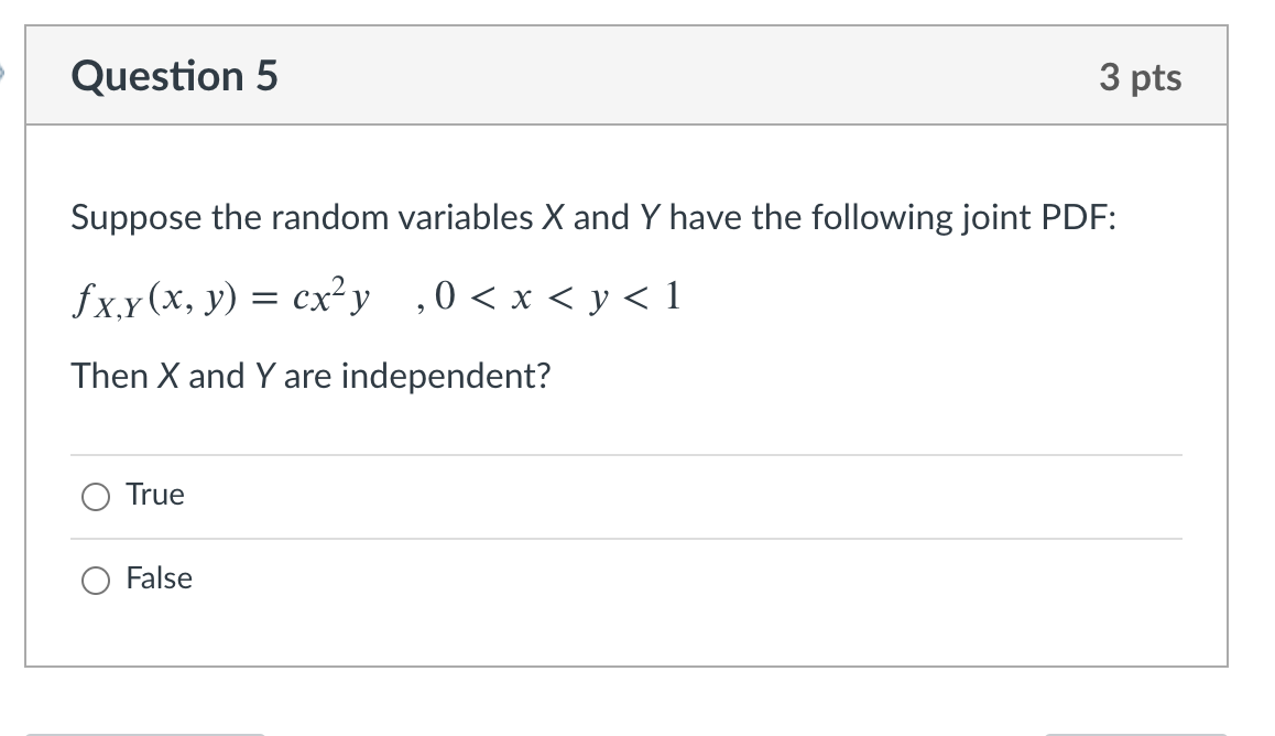 Solved Question 5 3 pts Suppose the random variables X and Y | Chegg.com