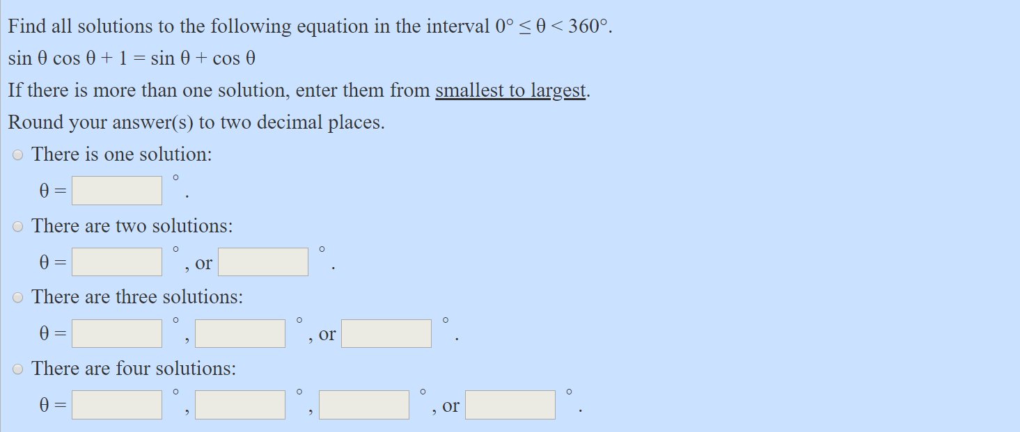 Solved Find all solutions to the following equation in the | Chegg.com