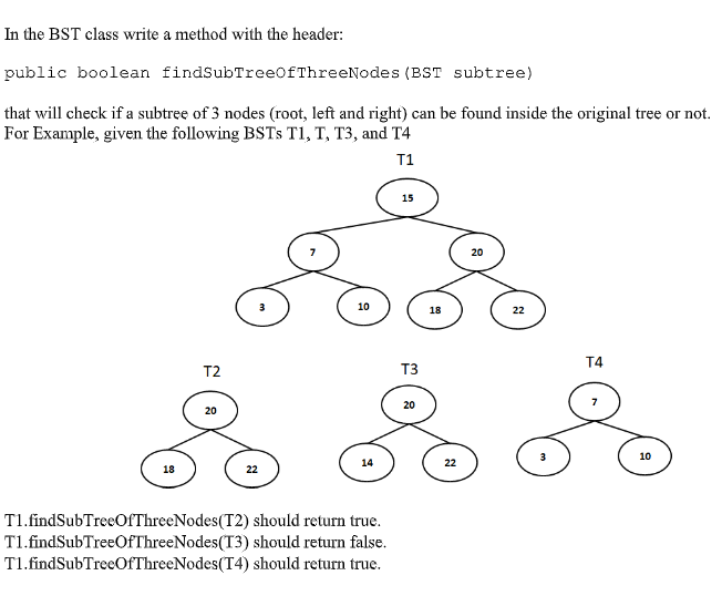 Solved In the BST class write a method with the header: | Chegg.com