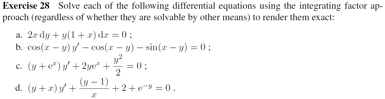 Solved Exercise 28 Solve Each Of The Following Differential | Chegg.com